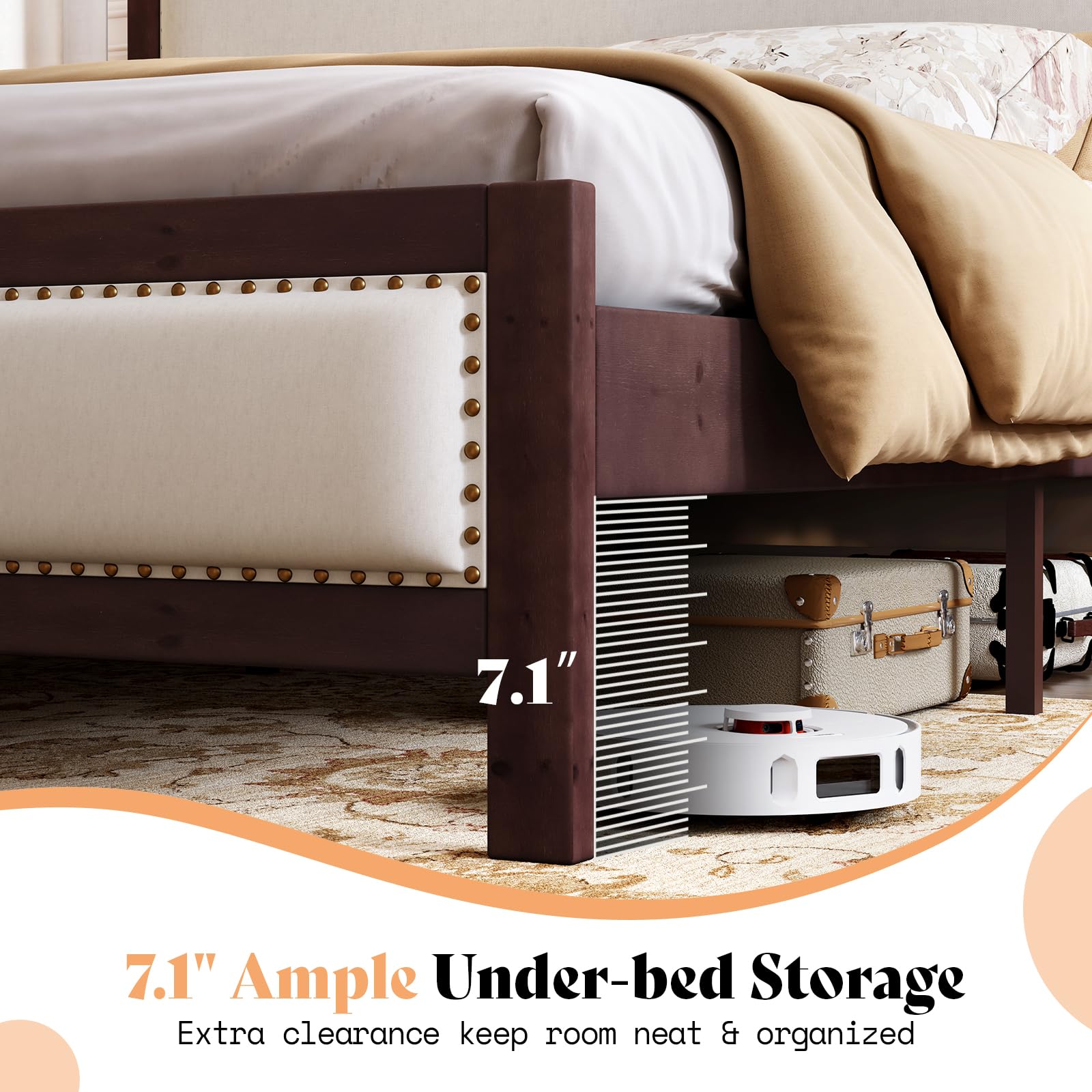 Amazon｜AMERLIFE キング布張りプラットフォームベッド ヘッドボード